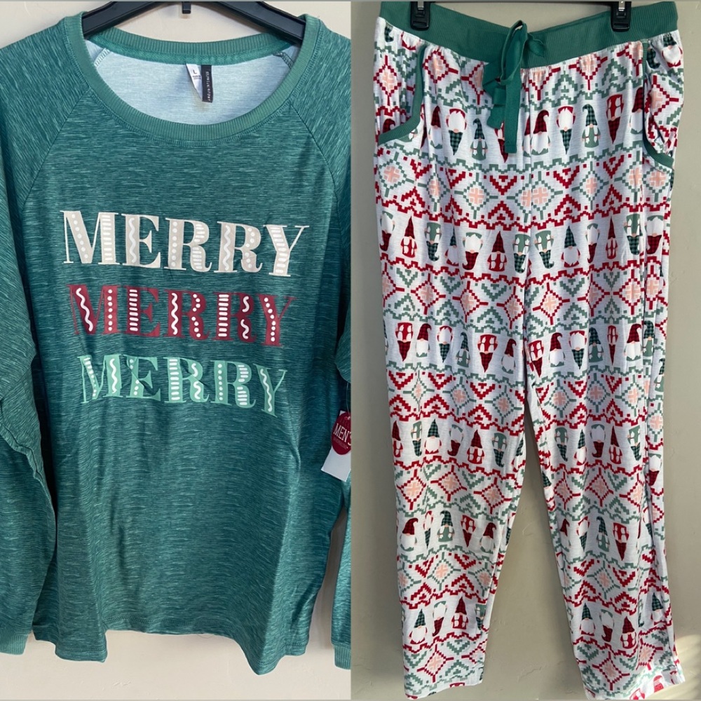 NEW Jaclyn Bonnie Gome Men’s Christmas Pajams Set Green/Red/White S-XL